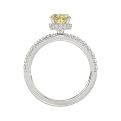 14K WHITE GOLD 2 1/2CT ROUND/YELLOW OVAL DIAMOND LADIES RING (CENTER STONE 2.00CT) 