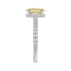 14K WHITE GOLD 2 1/2CT ROUND/YELLOW OVAL DIAMOND LADIES RING (CENTER STONE 2.00CT) 