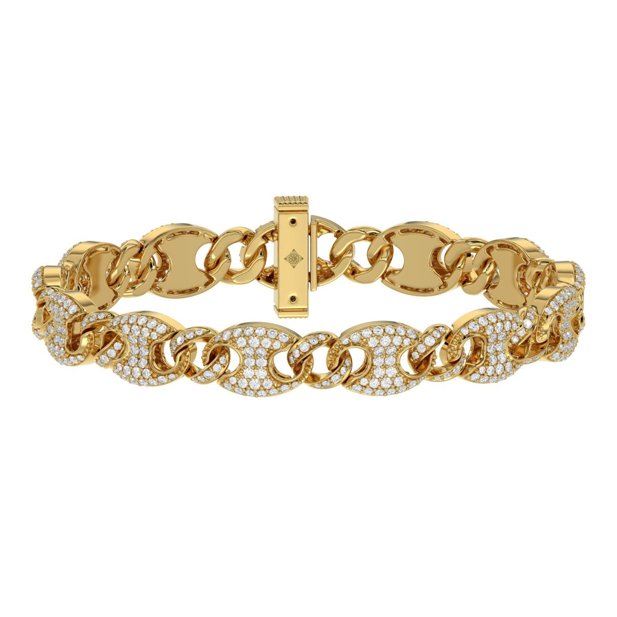 10K YELLOW GOLD 3 1/2CT ROUND DIAMOND MEN'S BRACELET