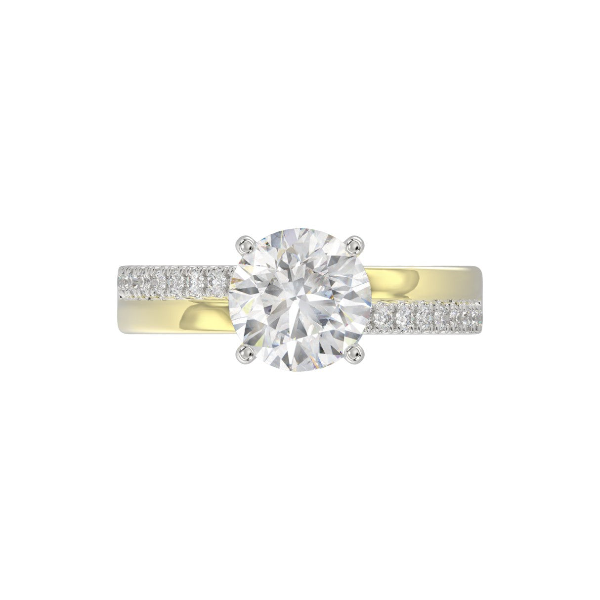 14K WHITE/YELLOW GOLD 2 1/4CT ROUND DIAMOND LADIES RING (CENTER STONE ROUND DIAMOND 2CT)