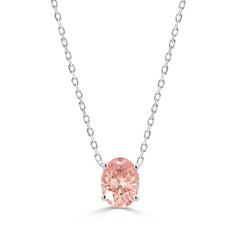 ETERNAL BLUSH COLLECTION 14K WHITE GOLD 1.00CT OVAL PINK DIAMOND LADIES PENDANT