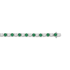 14K WHITE GOLD 5 3/8CT ROUND/EMERALD ROUND  DIAMOND LADIES BRACELET (ROUND EMERALD 3CT)
