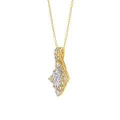 14K YELLOW GOLD 1.00CT ROUND/BAGUETTE/KITE STEP CUT DIAMOND LADIES PENDANT