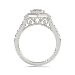 14K WHITE GOLD 2 1/4CT ROUND/BAGUETTE/HEXAGON DIAMOND LADIES RING