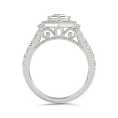 14K WHITE GOLD 2 1/4CT ROUND/BAGUETTE/HEXAGON DIAMOND LADIES RING
