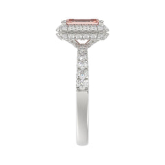 ETERNAL BLUSH COLLECTION 14K WHITE GOLD 4.00CT ROUND/EMERALD DIAMOND LADIES RING (CENTER STONE PINK EMERALD DIAMOND 3CT)