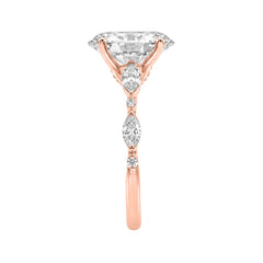 14K ROSE GOLD 4.00CT ROUND/OVAL/MARQUISE DIAMOND LADIES RING (CENTER STONE OVAL DIAMOND 3 1/2CT)