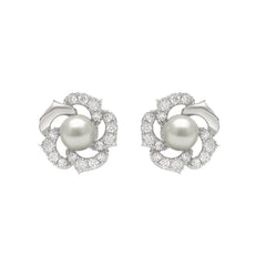 10K White Gold 1/4Ct Round Diamond & Pearl Drop Earrings For Women Classic Luxury Jewelry (Color F-G -Clarity Vs1/Vs2)