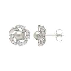 10K White Gold 1/4Ct Round Diamond & Pearl Drop Earrings For Women Classic Luxury Jewelry (Color F-G -Clarity Vs1/Vs2)