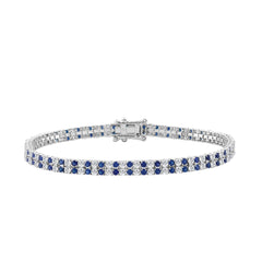 14K WHITE GOLD 5 3/4CT ROUND/ROUND BLUE SAPPHIRE DIAMOND LADIES BRACELET