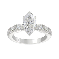 14K WHITE GOLD 2 3/4CT ROUND/MARQUISE DIAMOND LADIES RING (CENTER STONE MARQUISE DIAMOND 2CT)