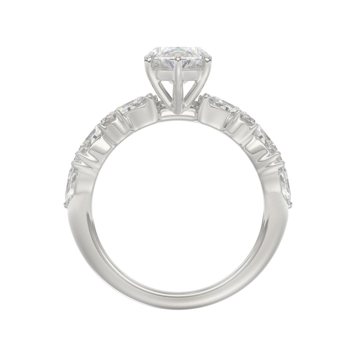 14K WHITE GOLD 2 3/4CT ROUND/MARQUISE DIAMOND LADIES RING (CENTER STONE MARQUISE DIAMOND 2CT)