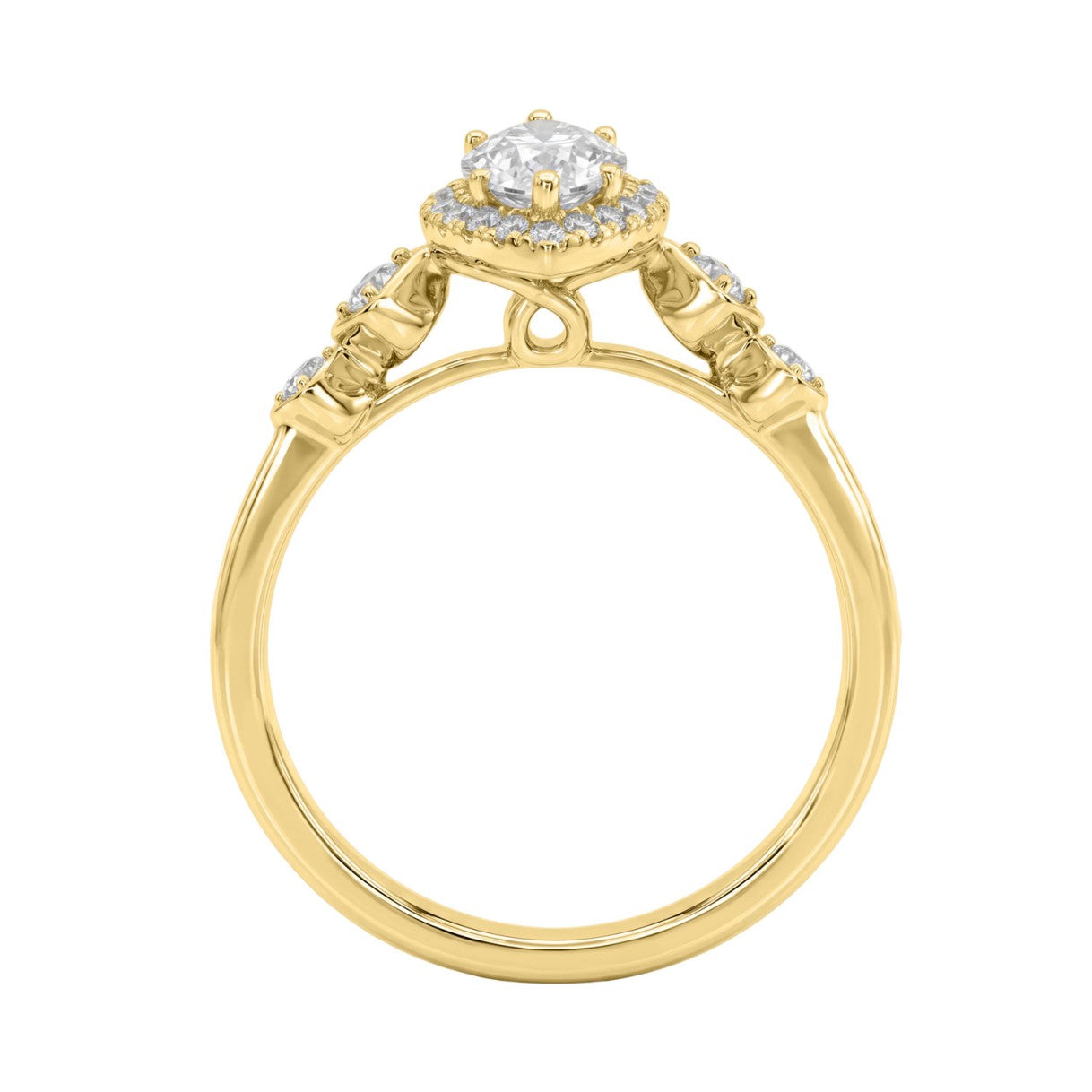 14K YELLOW GOLD 1 1/4CT ROUND/MARQUISE DIAMOND LADIES BRIDAL RING (CENTER STONE MARQUISE DIAMOND 1CT)
