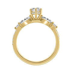 14K YELLOW GOLD 1 1/2CT ROUND/MARQUISE DIAMOND LADIES RING (CENTER STONE MARQUISE DIAMOND 1CT)