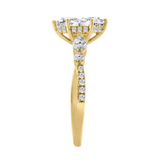 14K YELLOW GOLD 1 1/2CT ROUND/MARQUISE DIAMOND LADIES RING (CENTER STONE MARQUISE DIAMOND 1CT)