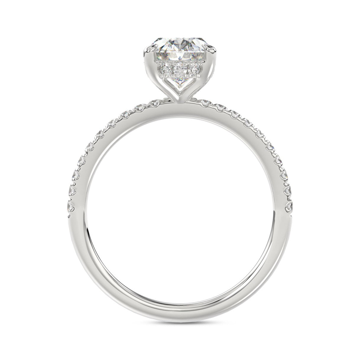 14K WHITE GOLD 1 3/4CT ROUND/OVAL DIAMOND LADIES RING (CENTER STONE OVAL DIAMOND 1 1/2CT)