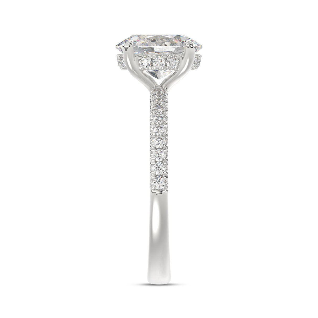 14K WHITE GOLD 1 3/4CT ROUND/OVAL DIAMOND LADIES RING (CENTER STONE OVAL DIAMOND 1 1/2CT)