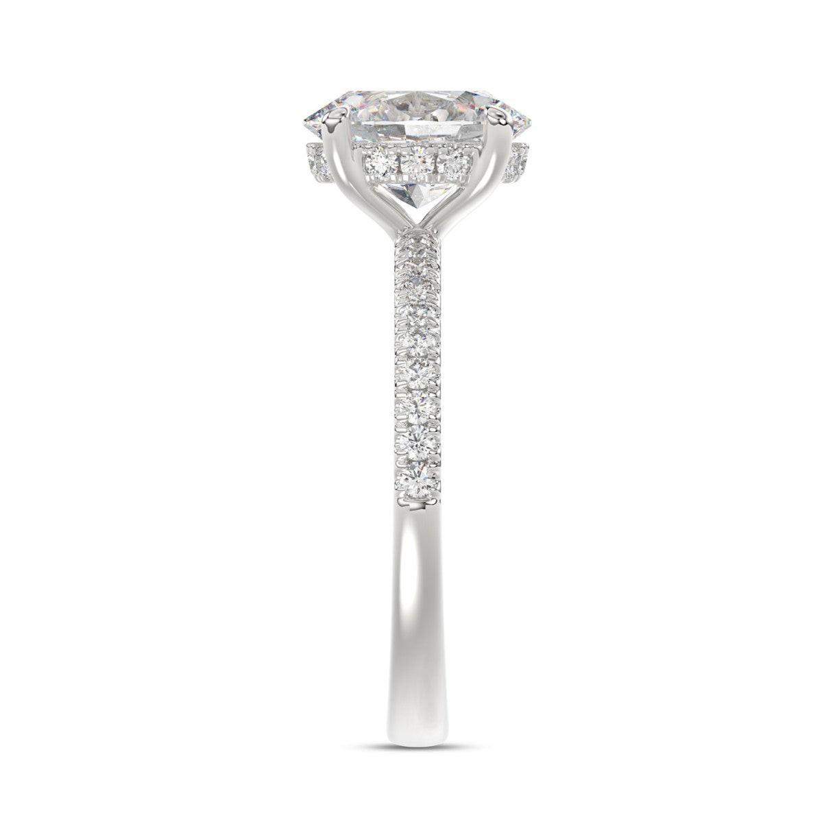 14K WHITE GOLD 1 3/4CT ROUND/OVAL DIAMOND LADIES RING (CENTER STONE OVAL DIAMOND 1 1/2CT)