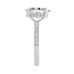 14K WHITE GOLD 3 1/2CT ROUND/OVAL DIAMOND LADIES RING (CENTER STONE OVAL DIAMOND 3CT)