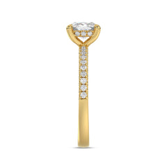 14K YELLOW GOLD 1 3/4CT ROUND/CUSHION DIAMOND LADIES RING (CENTER STONE CUSHION DIAMOND 1 1/2CT)