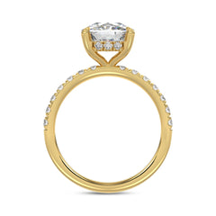 14K  YELLOW GOLD 3 1/2CT ROUND/CUSHION DIAMOND LADIES RING (CENTER STONE CUSHION DIAMOND 3CT)