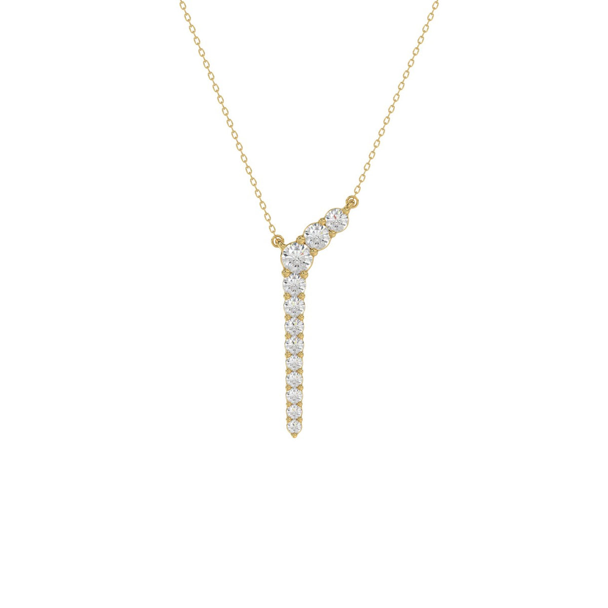 10K Yellow Gold 1/3Ct Round Diamond Y Shape Necklace Elegant Women Fine Jewelry (Color F-G -Clarity Vs1/Vs2)
