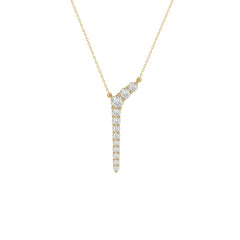 10K Yellow Gold 1/3Ct Round Diamond Y Shape Necklace Elegant Women Fine Jewelry (Color F-G -Clarity Vs1/Vs2)