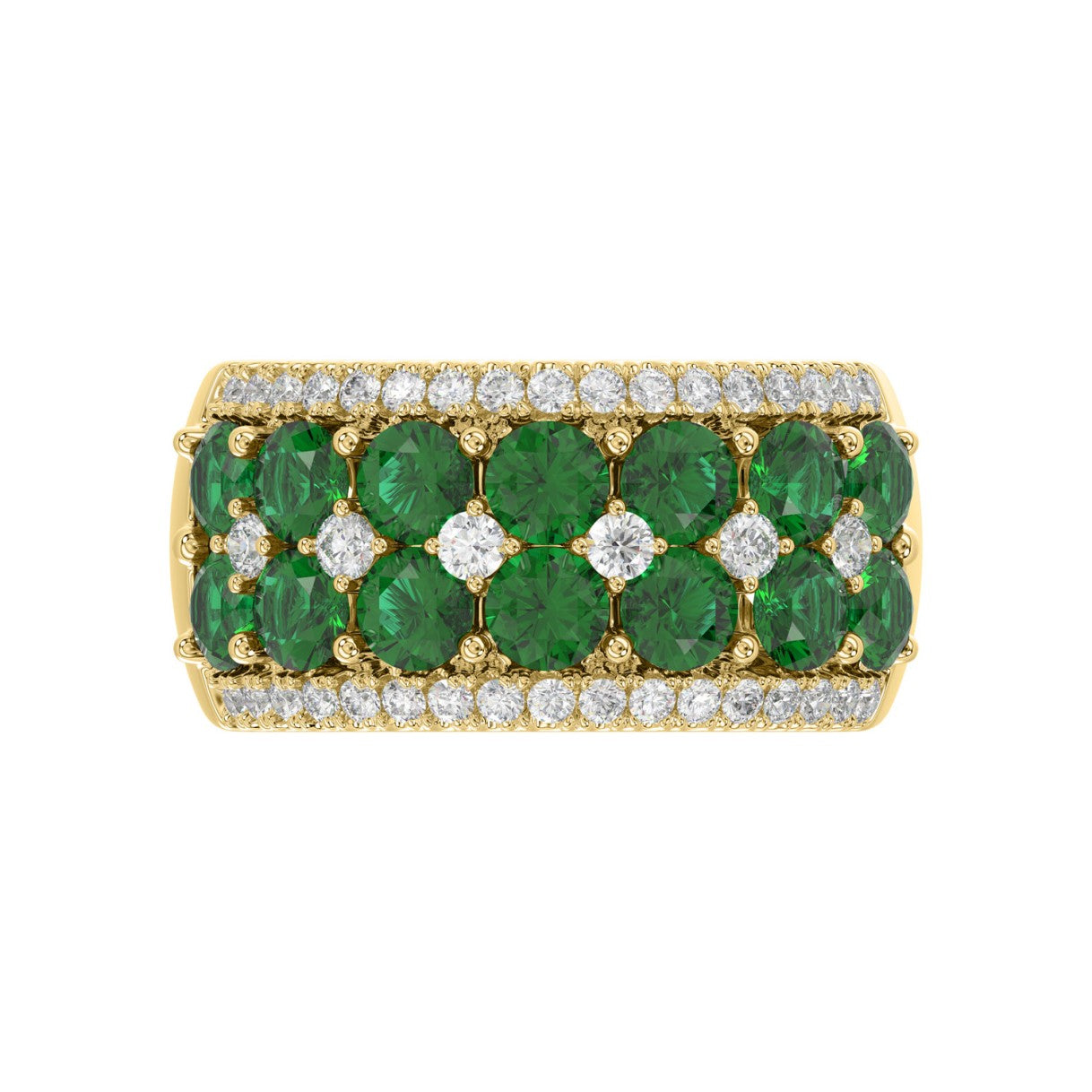 14K YELLOW GOLD 4.00CT ROUND DIAMOND LADIES RING (ROUND EMERALD DIAMOND 3 1/2CT)