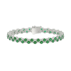 14K WHITE GOLD 8.00CT BAGUETTE/ROUND DIAMOND LADIES BRACELET (GREEN EMERALD ROUND DIAMOND 6 5/8CT)