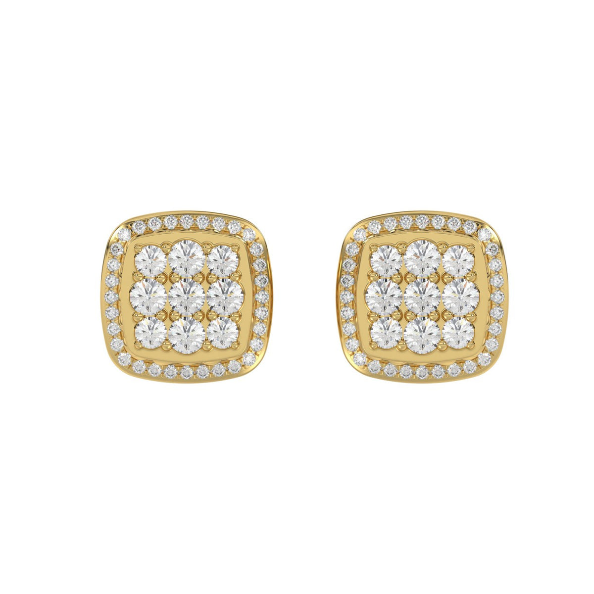 10K YELLOW GOLD 3/4CT ROUND DIAMOND LADIES EARRINGS