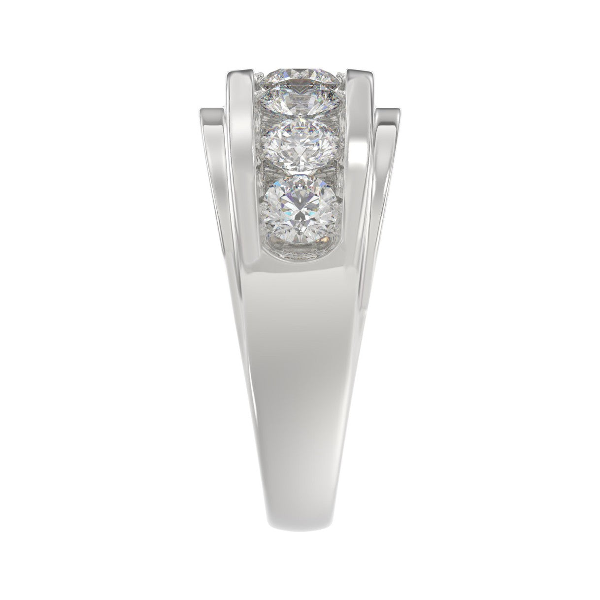 14K WHITE GOLD 2.00CT ROUND DIAMOND MEN'S BAND