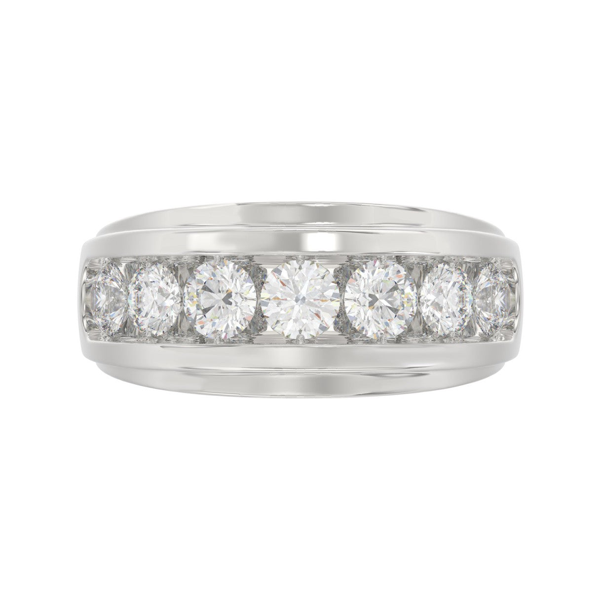 14K WHITE GOLD 2.00CT ROUND DIAMOND MEN'S BAND