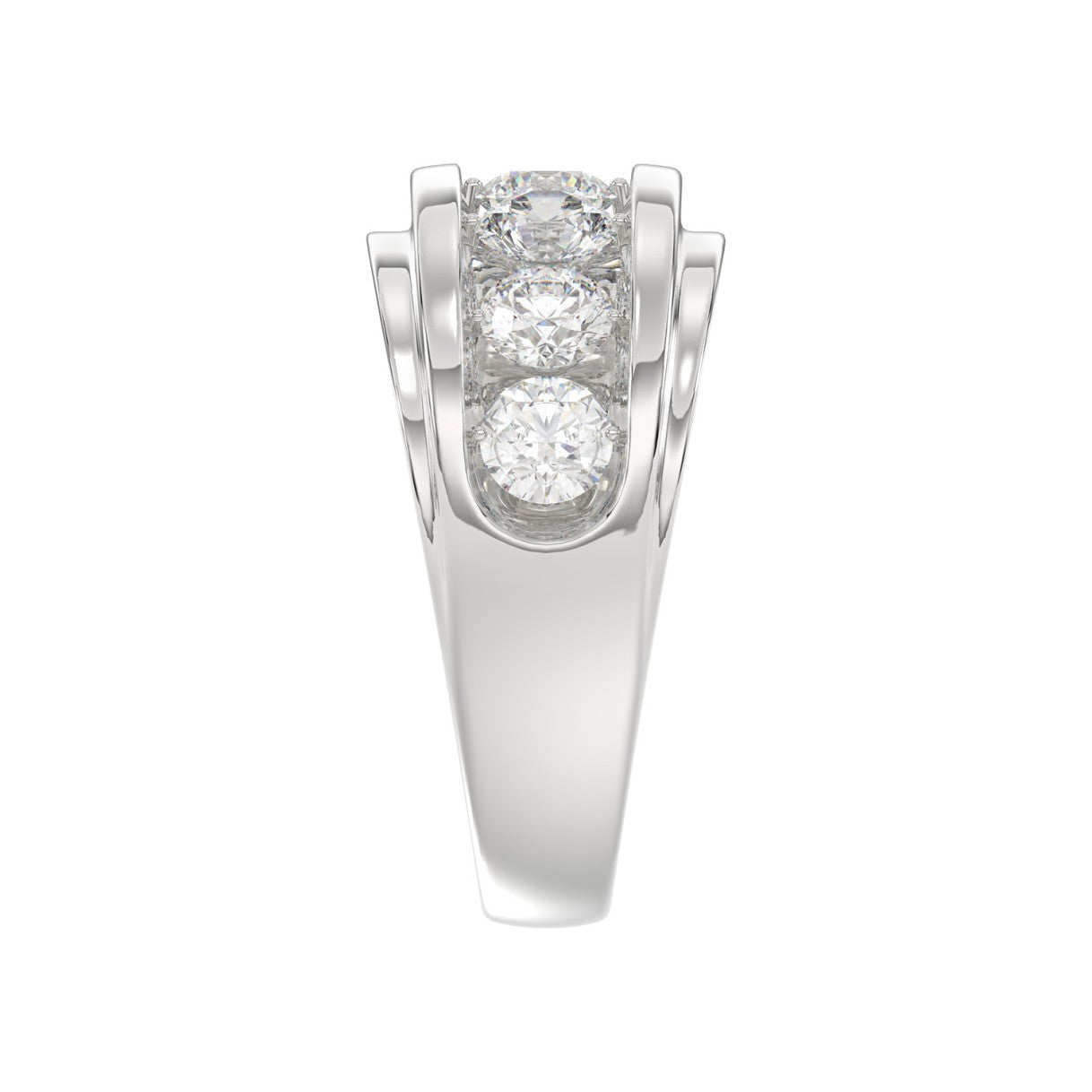 14K WHITE GOLD 3.00CT ROUND DIAMOND MEN'S BAND