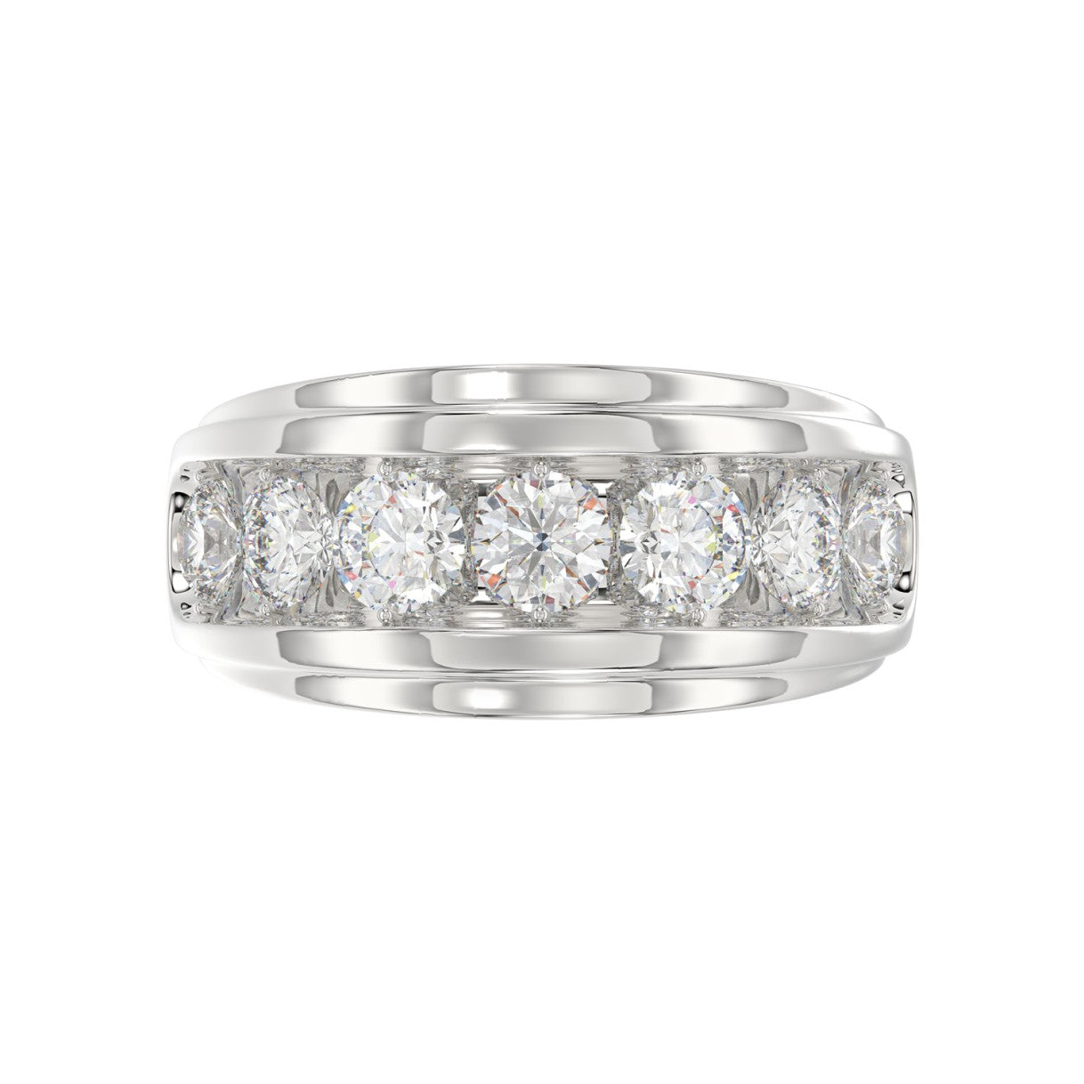 14K WHITE GOLD 3.00CT ROUND DIAMOND MEN'S BAND