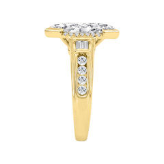 Elegant 14K Yellow Gold Diamond Engagement Ring Featuring 3 1/2Ct Round, Marquise & Baguette Diamonds With Sparkling Side Stones. Perfect For Weddings, Proposals & Anniversaries.3.00Ct Marquise Center Stone (Color F-G -Clarity Vs1/Vs2)