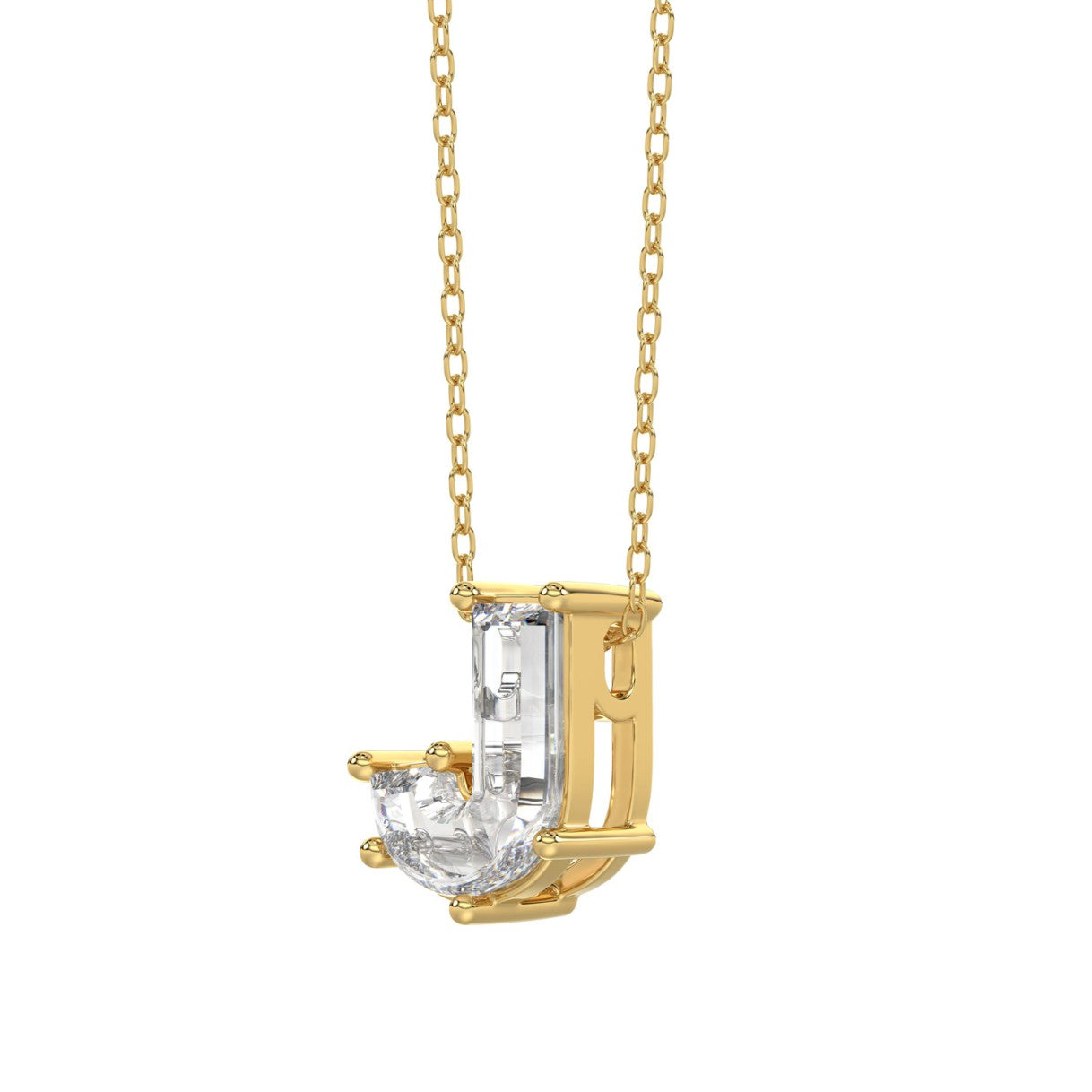14K YELLOW GOLD 7/8CT FANCY CUT ALPHABET DIAMOND LADIES PENDANT WITH CHAIN