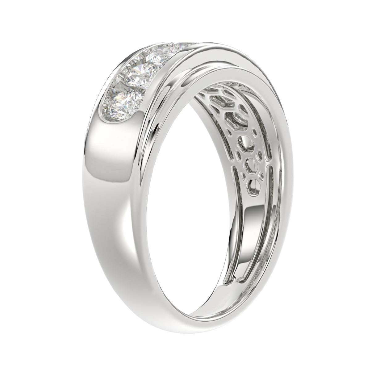 14K WHITE GOLD 1.00CT ROUND DIAMOND MEN'S BAND