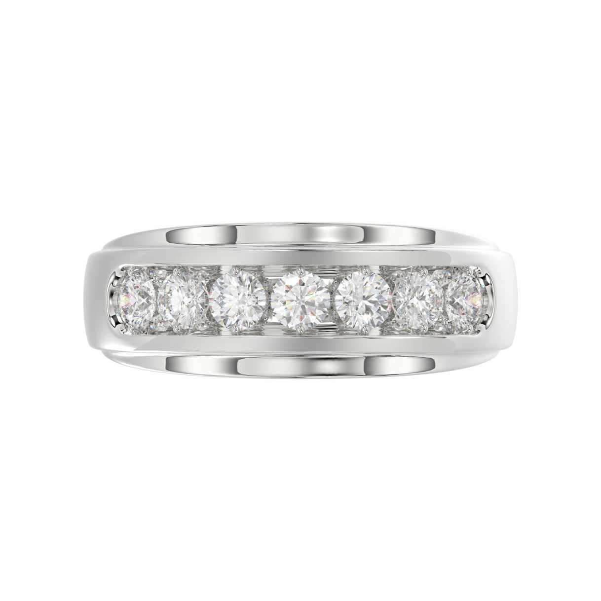 14K WHITE GOLD 1.00CT ROUND DIAMOND MEN'S BAND