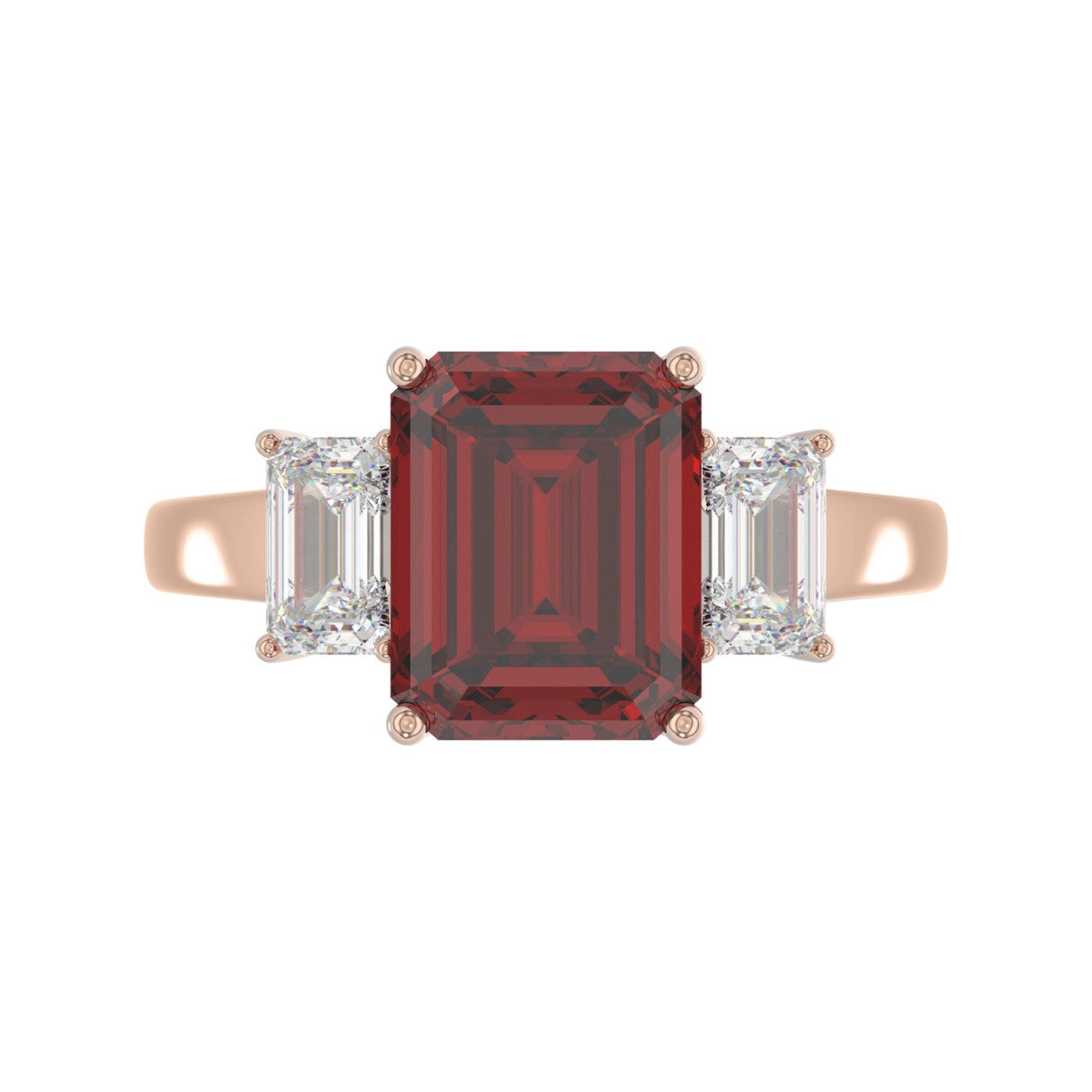 14K ROSE GOLD 5 1/3CT EMERALD DIAMOND LADIES RING (EMERALD RUBY)