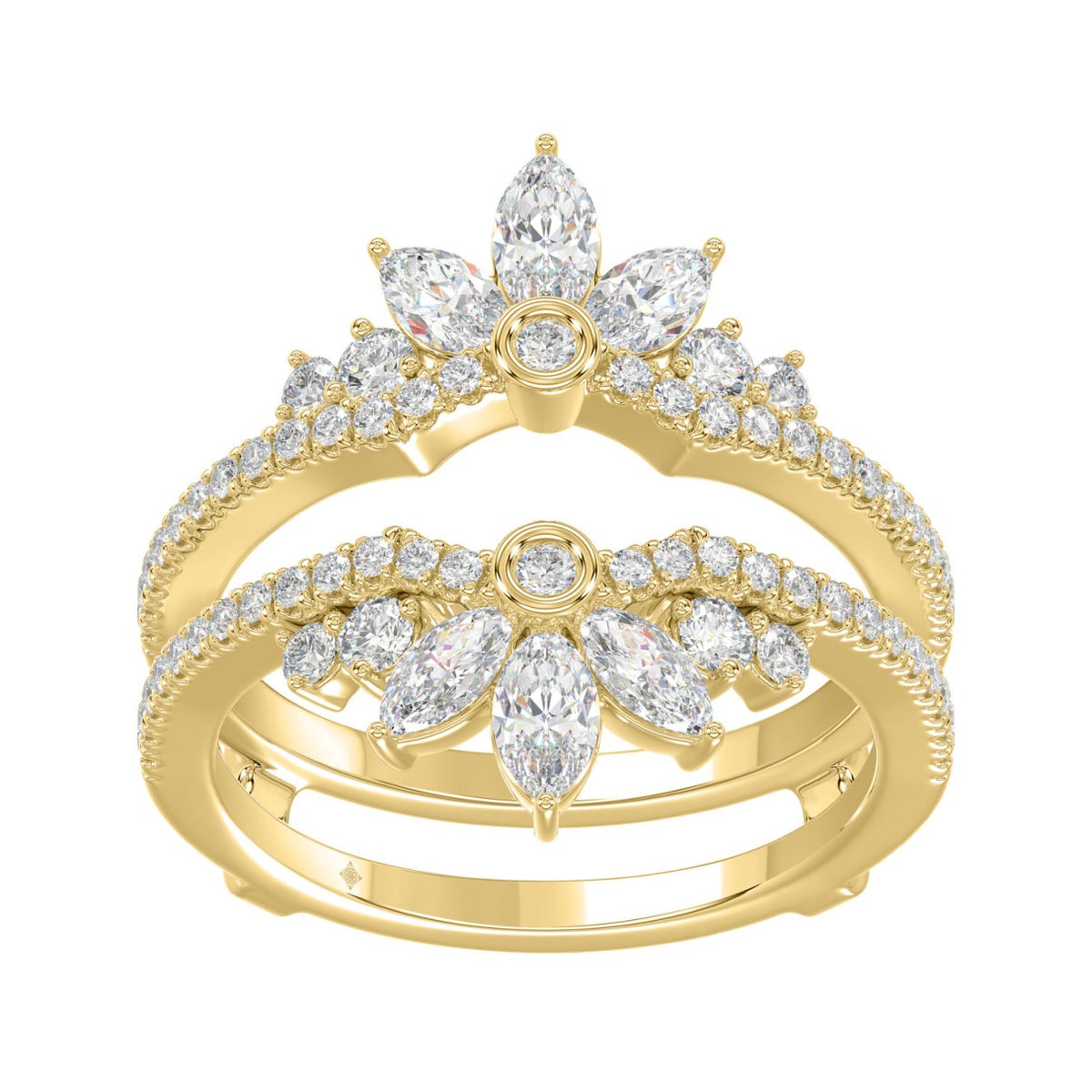 14K YELLOW GOLD 1 1/4CT ROUND/MARQUISE DIAMOND LADIES RING