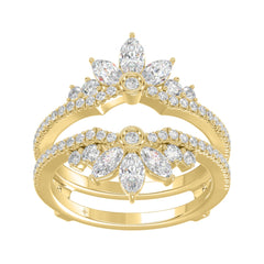 14K YELLOW GOLD 1 1/4CT ROUND/MARQUISE DIAMOND LADIES RING