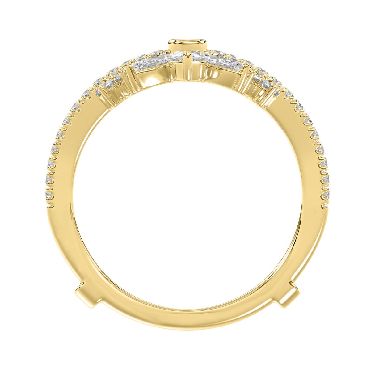 14K YELLOW GOLD 1 1/4CT ROUND/MARQUISE DIAMOND LADIES RING