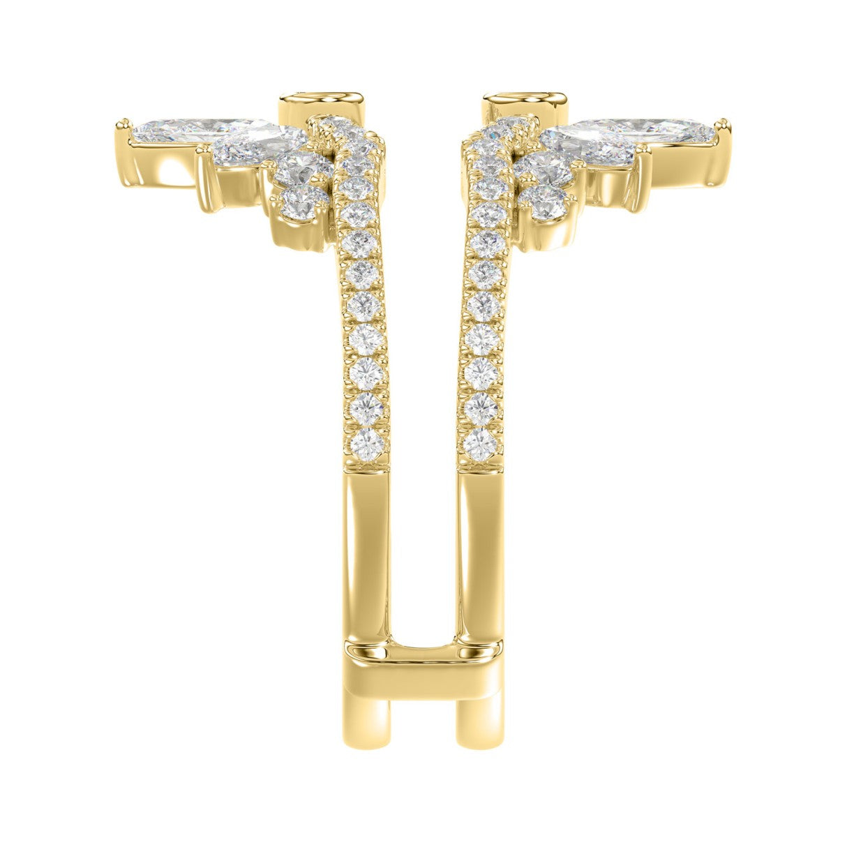 14K YELLOW GOLD 1 1/4CT ROUND/MARQUISE DIAMOND LADIES RING