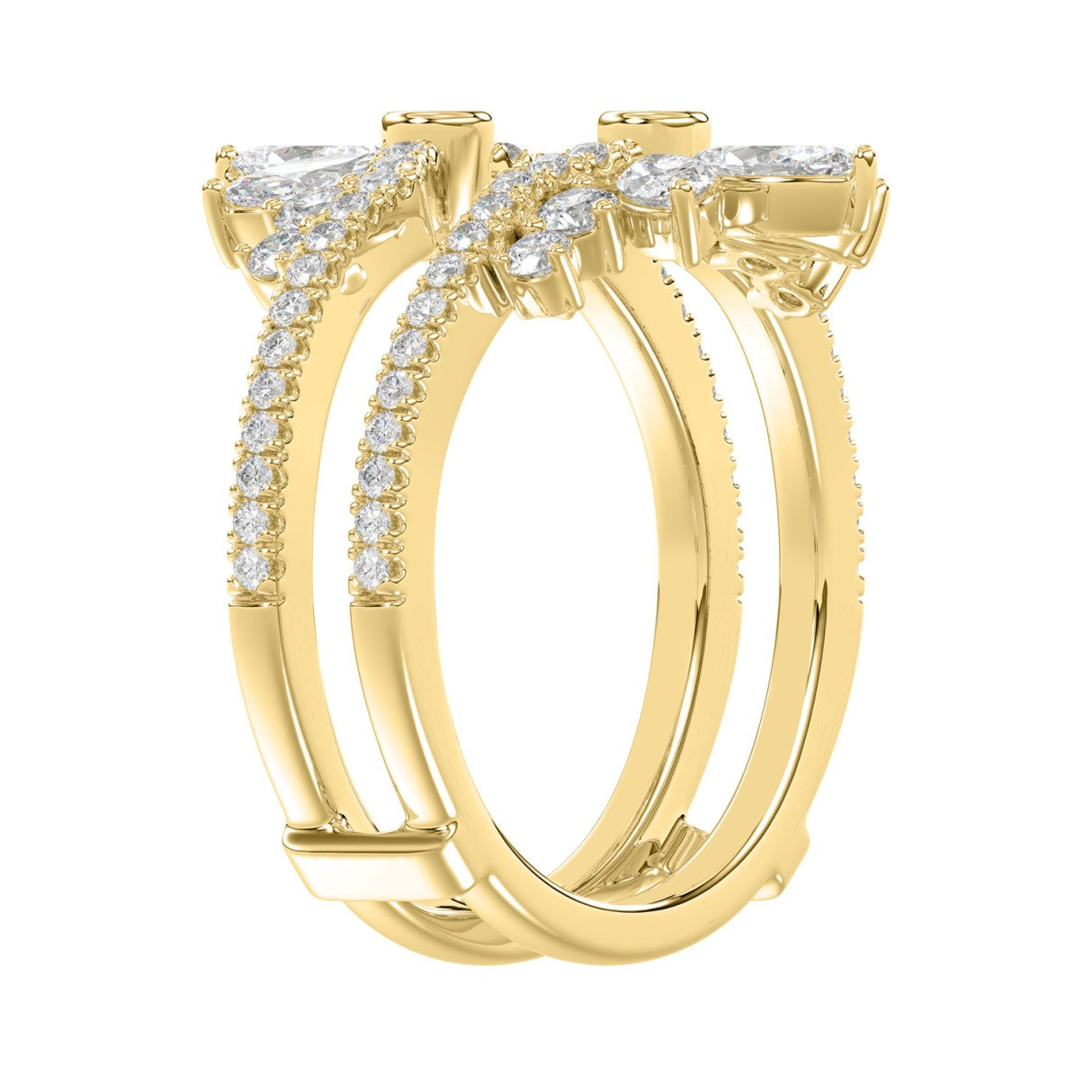 14K YELLOW GOLD 1 1/4CT ROUND/MARQUISE DIAMOND LADIES RING