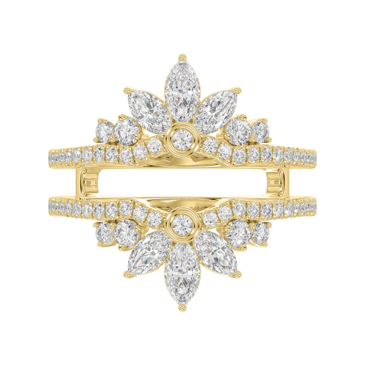 14K YELLOW GOLD 1 1/4CT ROUND/MARQUISE DIAMOND LADIES RING