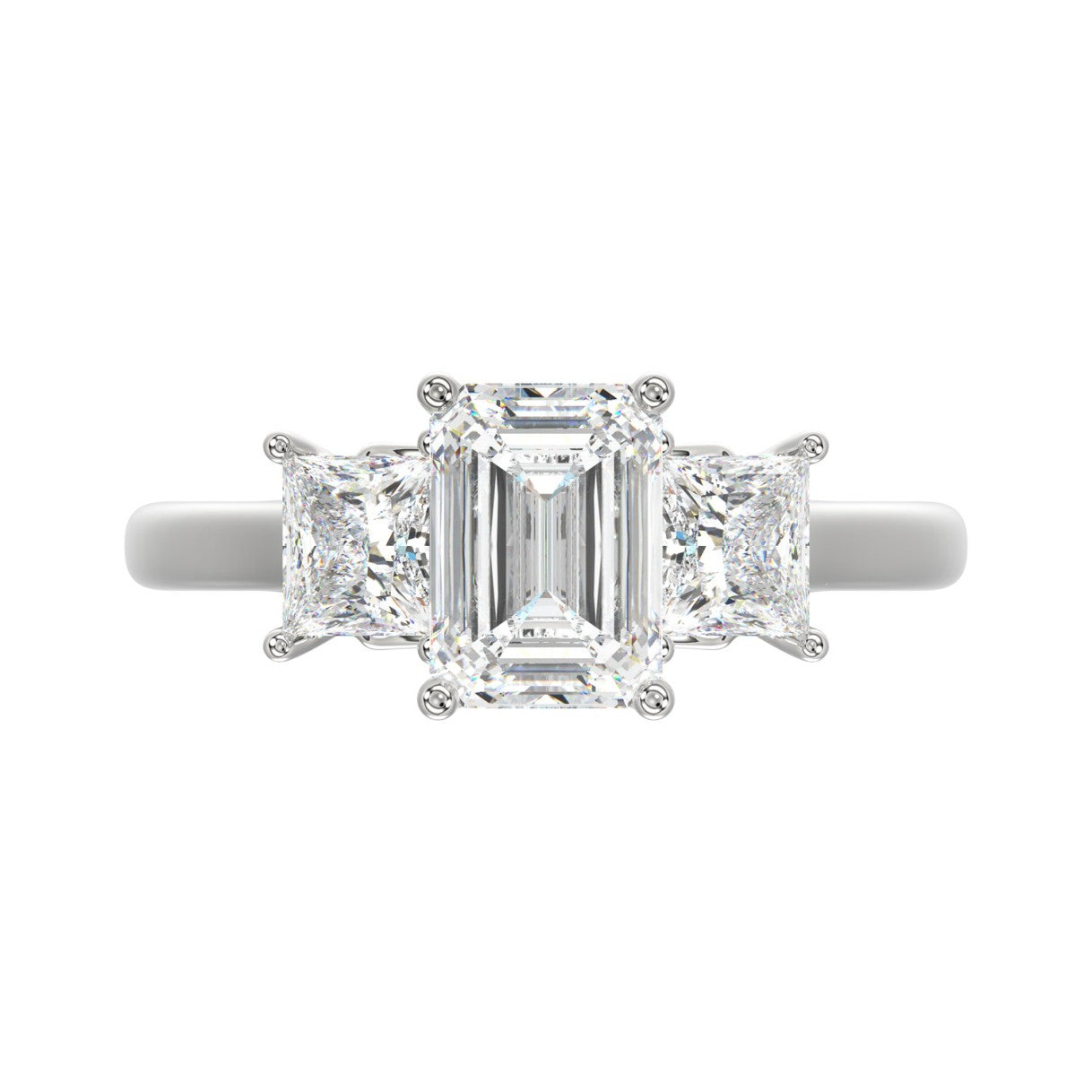 14K WHITE GOLD 2 5/8CT EMERALD/PRINCESS DIAMOND LADIES RING (CENTER STONE EMERALD DIAMOND 1 1/2CT)