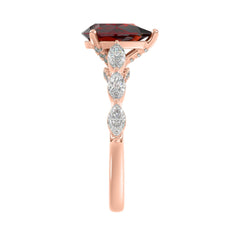 14K ROSE GOLD 3.00CT ROUND/RUBY PEAR/MARQUISE DIAMOND LADIES RING (CENTER STONE PEAR RUBY DIAMOND 2 1/4CT)