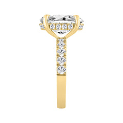 14K YELLOW GOLD 6.00CT ROUND/OVAL DIAMOND LADIES RING (CENTER STONE OVAL DIAMOND 5.00CT)