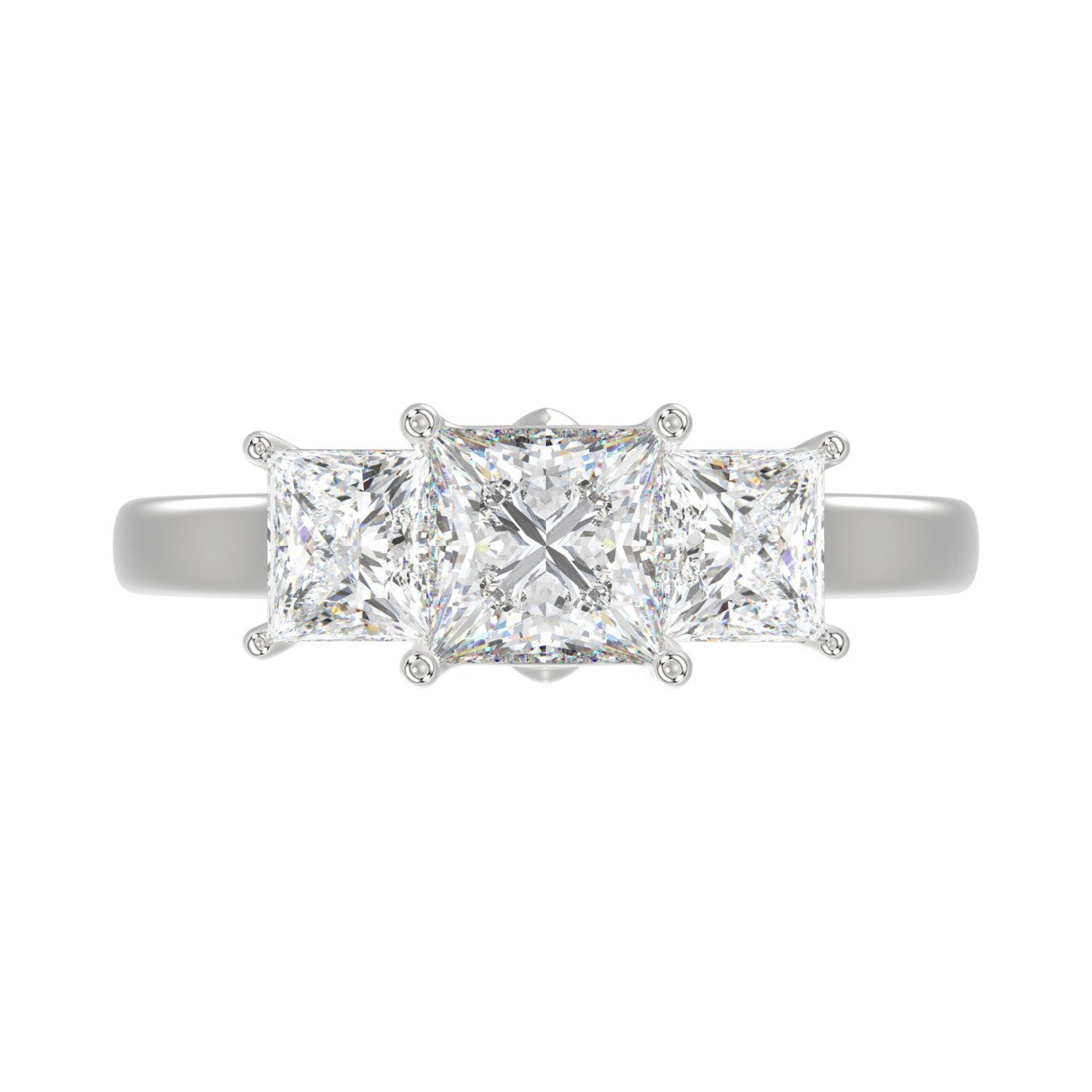 14K WHITE GOLD 2 1/6CT PRINCESS DIAMOND LADIES RING (CENTER STONE PRINCESS DIAMOND 1CT)
