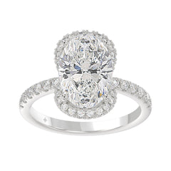 14K WHITE GOLD 4 1/2CT ROUND/OVAL DIAMOND LADIES RING (CENTER STONE OVAL DIAMOND 4.00CT &amp; Color F-G Clarity VS1/VS2)